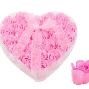 Szappanrózsa szett rózsaszín szív dobozban 24db 4cm