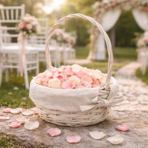 Sziromszóró anyagos kosárka 20x18x22cm