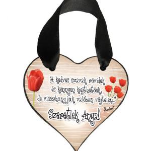 Szív akasztóval 9 cm x 9,5 cm - A kedves szavak – Ajándék Anyukáknak – Anyák napi ajándék