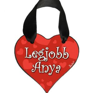 Szív akasztóval 9 cm x 9,5 cm - Legjobb anya – Ajándék Anyukáknak – Anyák napi ajándék