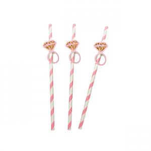 Szívószál lánybúcsú rózsaszín-fehér 12db/cs