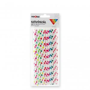 Szívószál pöttyös 25db 19,5cm