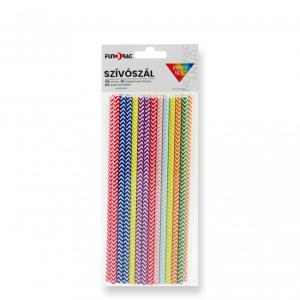 Szívószál színes csíkos 25db 19,5cm