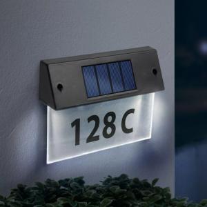 Szolár házszámfény átlátszó plexi - hidegfehér LED - 22 x 16,5 x 5 cm