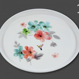Tálca kerek virágos 29cm kék piros