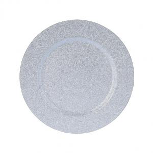 Tányér műanyag glitteres ezüst 33cm