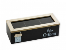 Teásdoboz Édes otthon 3 fakkos fekete 24x10cm