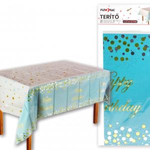 Terítő Happy Birthday kék 1,37x1,83m