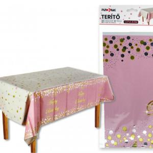 Terítő Happy Birthday rózsaszín 1,37x1,83m