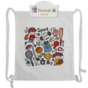 Tornazsák Sport 35x40cm színes sport ikonokkal, unisex mintával