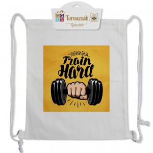 Tornazsák Train Hard 35x40cm konditermes súlyzós