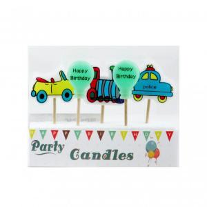 Tortagyertya vonat/autó Happy Birthday 5db