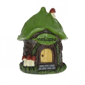 Tündérkert ház welcome felirattal 8,7x6,5x10,8cm barna,zöld