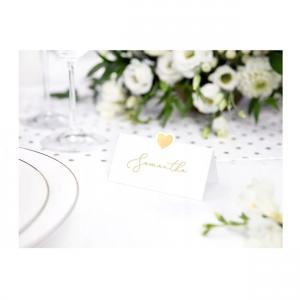 Ültetőkártya asztalra arany szívvel 10x5cm 10db/cs