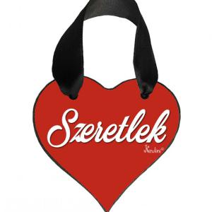 Valentin Napi Ajándék - Szerelmes Ajándék - Piros Szeretlek – Szív Akasztóval