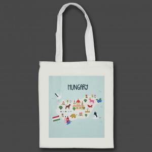 Vászontáska Hungary térképes 35x40cm