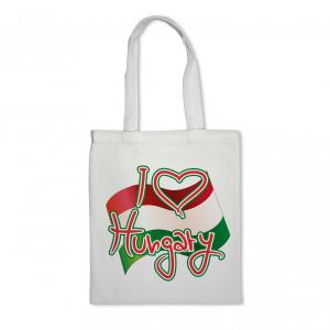 Vászontáska I love Hungary zászlós