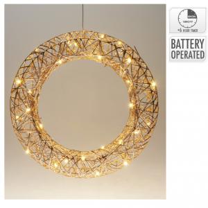 Vessző koszorú 30 LED-es elemes időzítős pezsgő D40cm