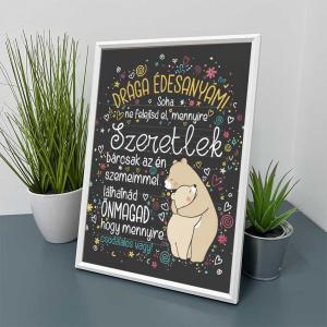 Vicces Kép Kerettel 21×30 cm – Drága Édesanyám - Anyák napi ajándék, szívmelengető dekor Anyáknak