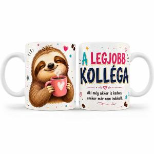 Vicces Kolléga Bögre – A Legjobb Kolléga Aki Még Akkor is Kedves – Ajándék Kollégának Kávés Lajhárral