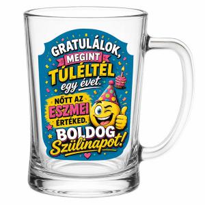 Vicces Születésnapi Söröskorsó 500 ml – Gratulálok, megint túléltél egy évet