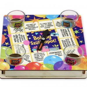 Vicces társasjáték Boldog Szülinapot  18x6x18 cm fa