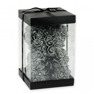 Virágmaci szürke strasszos díszdobozban 24cm