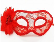 Virágos csipke szemálarc - piros