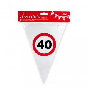 Zászlófüzér 40. évszámos 12db zászló 3m