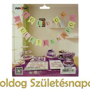 Zászlófüzér Boldog Születésnapot színes/arany 19db 16x20cm