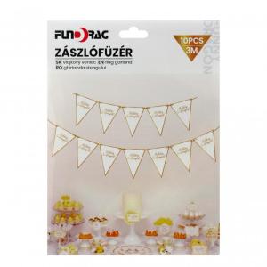 Zászlófüzér Boldog Szülinapot fehér/arany 10db 3m