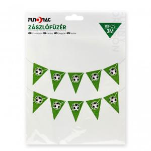 Zászlófüzér focis zöld 10db 26cm-es zászló 3m