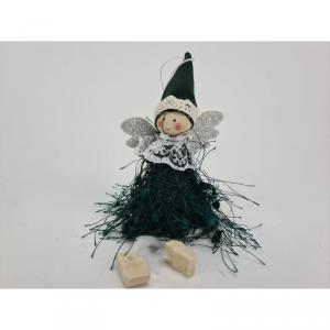 Zöld rojtos ruhás tündér figura