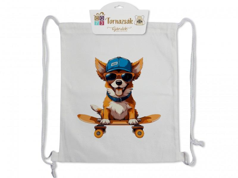 Tornazsák Kutya gördeszkán 35x40cm