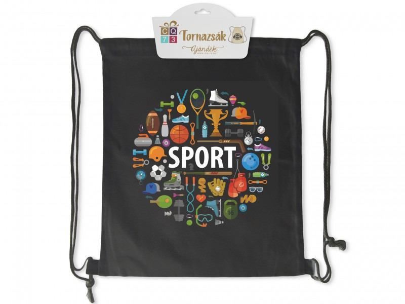 Tornazsák Sport fekete 35x40cm