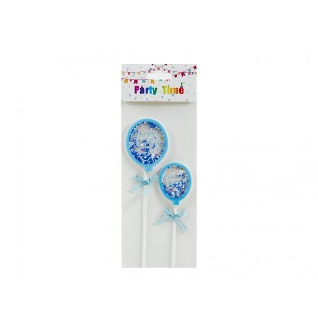 Torta dekoráció kerek kék 2db