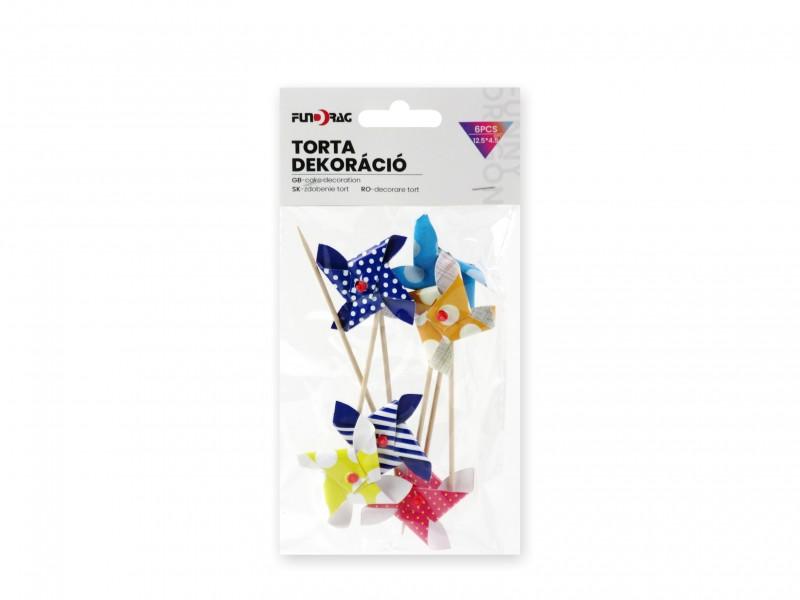 Torta dekoráció szélforgó 6db 12,5cm