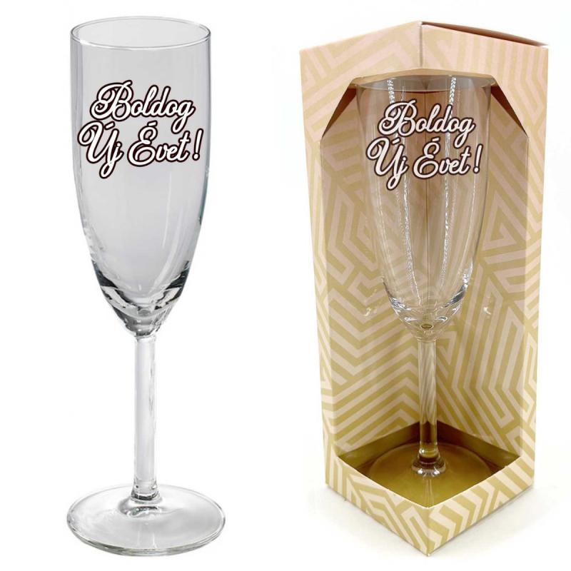 Újévi Pezsgőspohár - Boldog Új Évet - Szilveszteri pezsgőspohár - Ünnepi Pohár