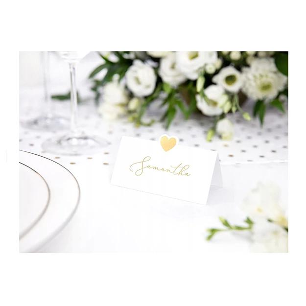 Ültetőkártya asztalra arany szívvel 10x5cm 10db/cs