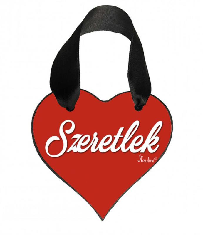 Valentin Napi Ajándék - Szerelmes Ajándék - Piros Szeretlek – Szív Akasztóval