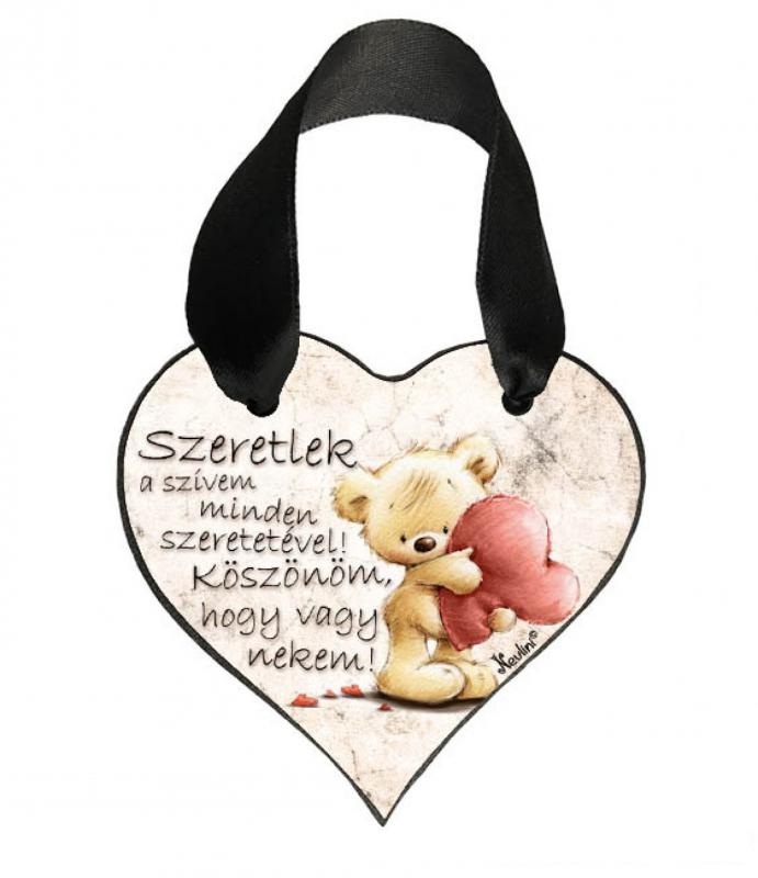 Valentin Napi Ajándék - Szerelmes Ajándék - Szeretlek a szívem – Szív Akasztóval