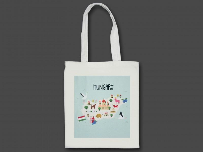 Vászontáska Hungary térképes 35x40cm