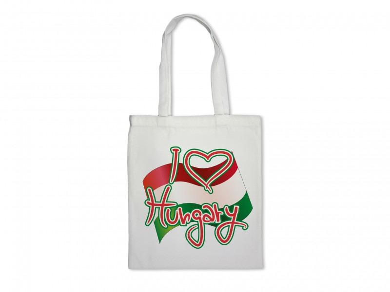 Vászontáska I love Hungary zászlós