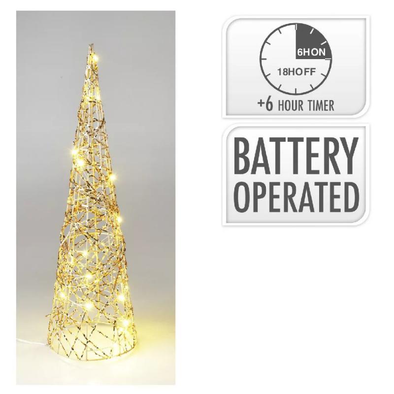 Vessző kúp 20 LED-es elemes időzítős M40cm