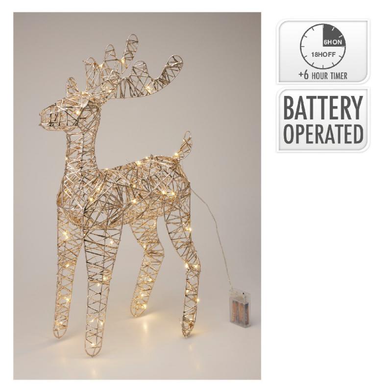 Vessző szarvas 60 LED-es elemes időzítős 60cm