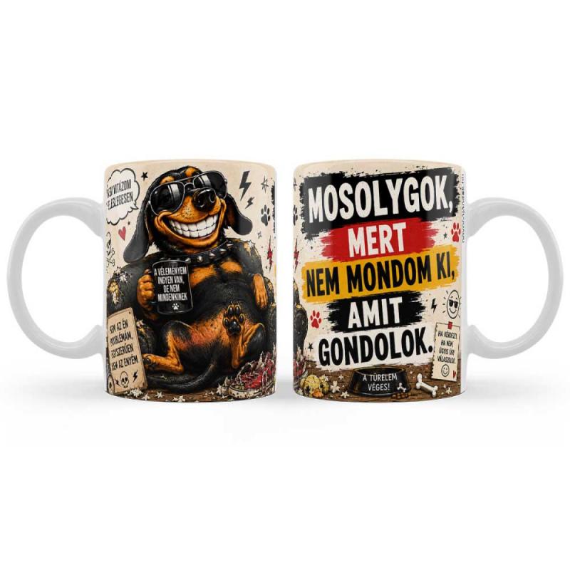 Vicces Bögre 3 dl - Mosolygok, mert nem mondom ki, amit gondolok - Vicces Ajándék Kollégának, Barátnak