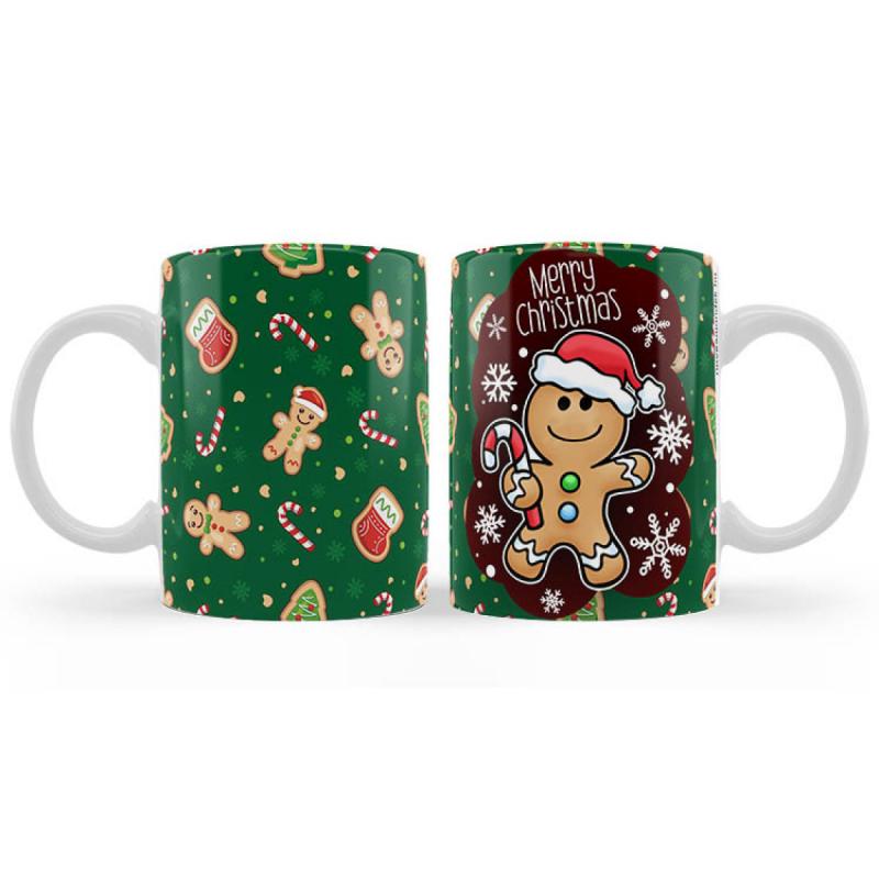 Vicces Bögre - Karácsonyi Bögre - Mézeskalács Merry Christmas - Karácsonyi Ajándék