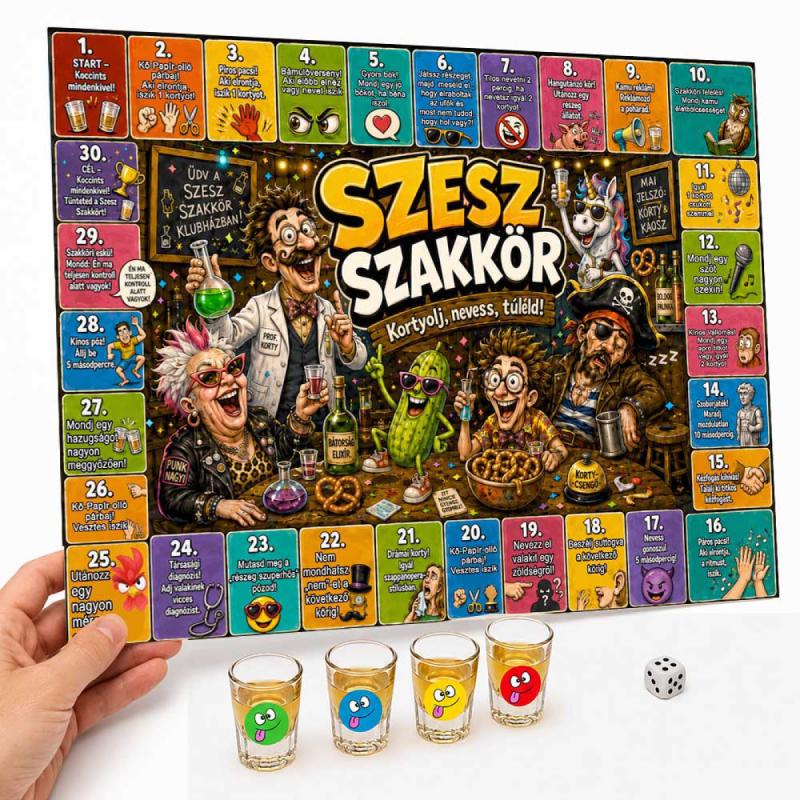 Vicces Ivós Társasjáték Felnőtteknek - Szesz Szakkör – Vicces ivós társasjáték 4 felespohárral