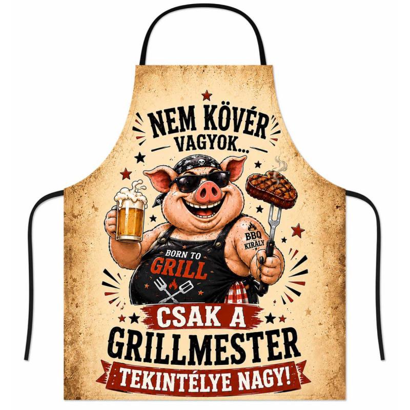 Vicces kötény - Nem Kövér Vagyok Csak a Grillmester Tekintélye Nagy - Grillmester Kötény