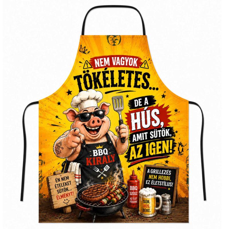Vicces kötény - Nem Vagyok Tökéletes De A Hús Amit Sütök Igen - Sörös Grillmester Kötény